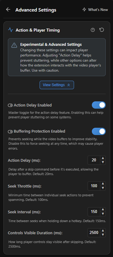 New settings UI